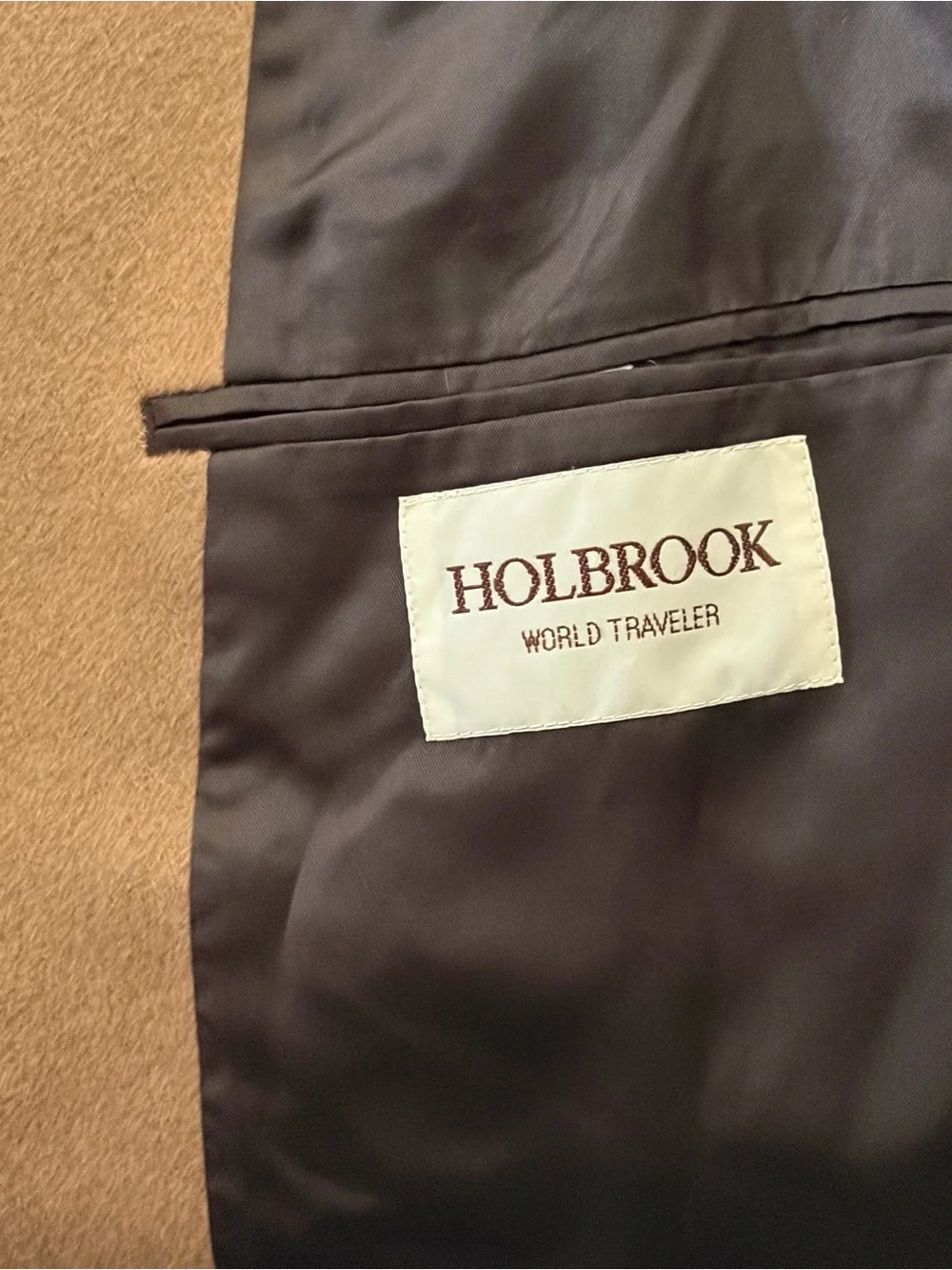 VTG Holbrook World Traveler 100% Camel Hair Blazer Sport Coat Jacket 46R Tan